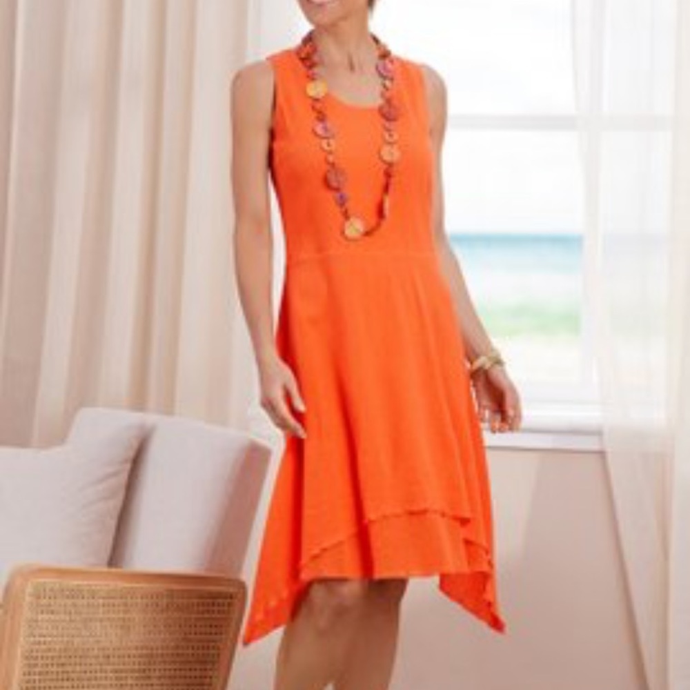 NWT! Soft Surroundings Women Beech Gauze Dress Celosia Orange size S